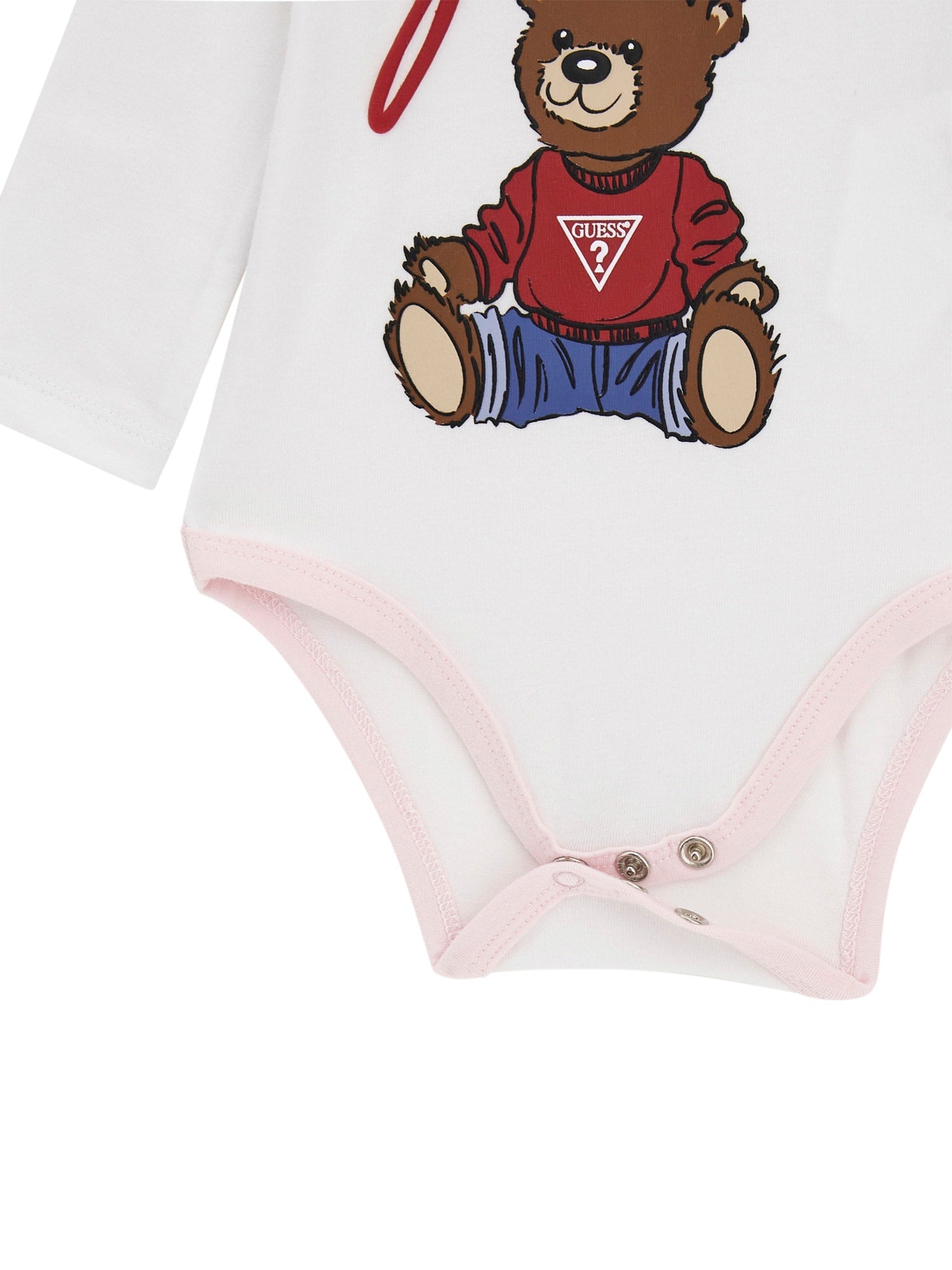 Trening Bumbac 3 Piese Roz Hanorac si Pantaloni Bluza Alba cu Urs H5YW12 KA6W4 G6K9 Guess