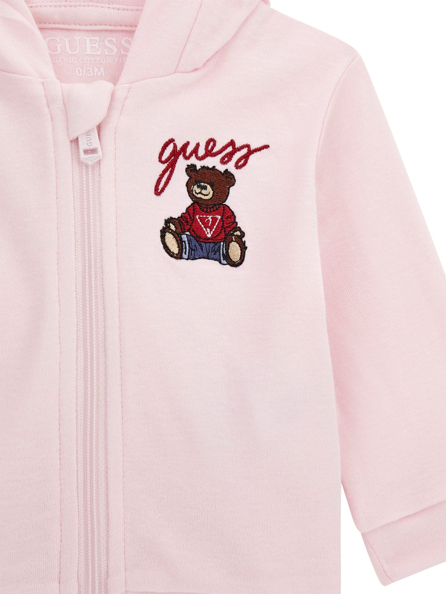 Trening Bumbac 3 Piese Roz Hanorac si Pantaloni Bluza Alba cu Urs H5YW12 KA6W4 G6K9 Guess