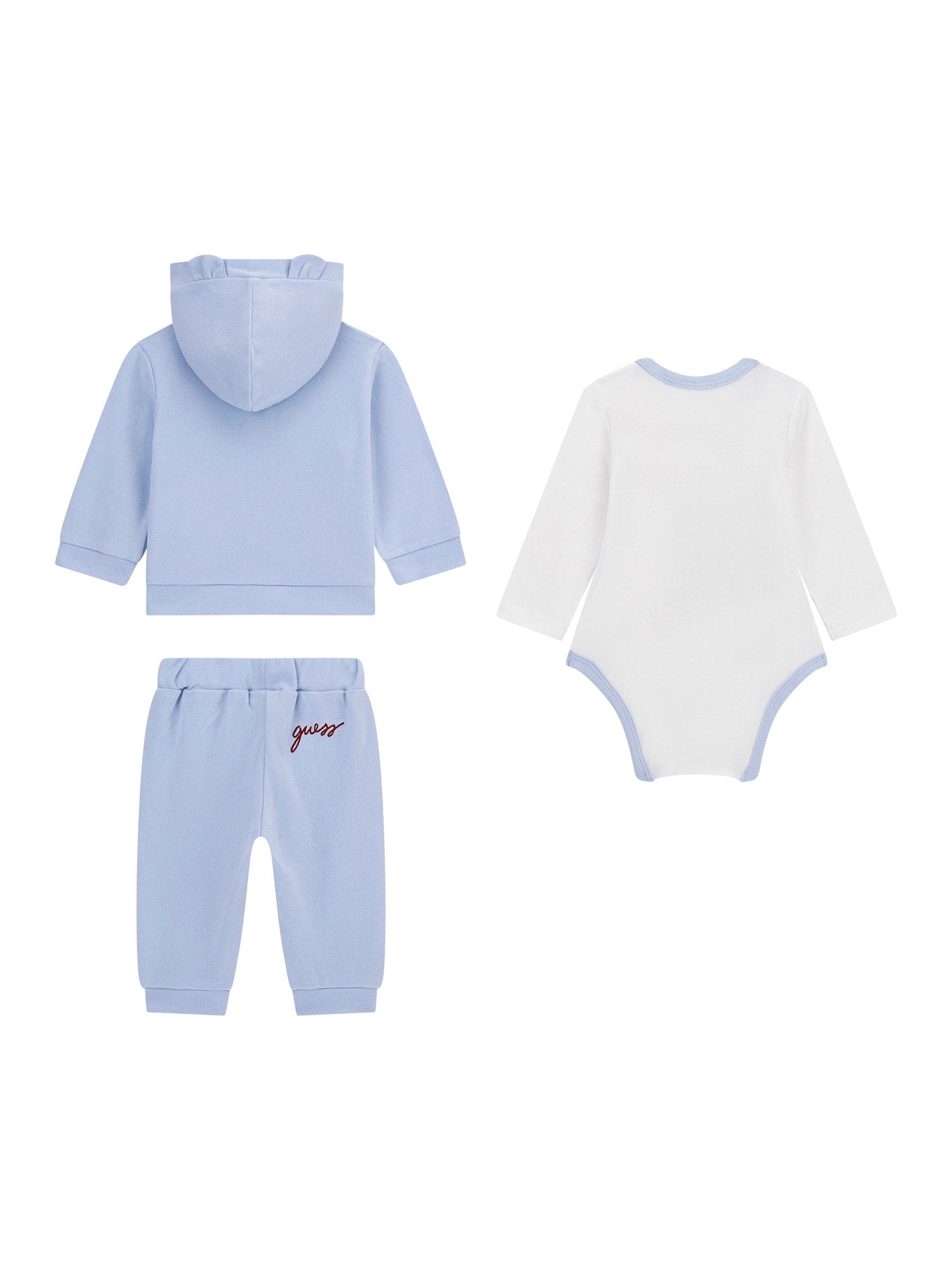 Trening Bumbac 3 Piese Bleu Hanorac si Pantaloni Bluza Alba cu Urs  H5YW12 KA6W4 G7N1 Guess