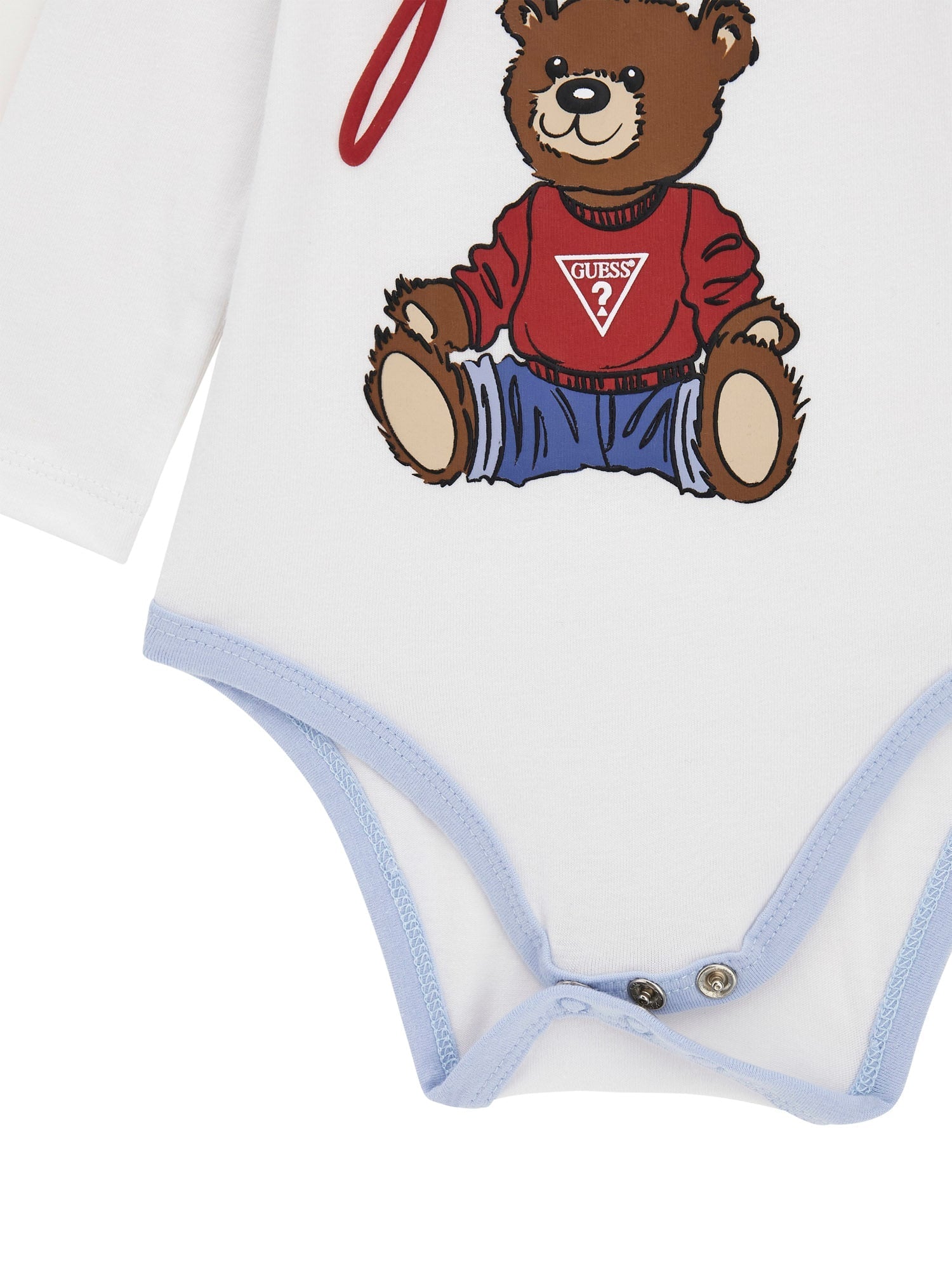 Trening Bumbac 3 Piese Bleu Hanorac si Pantaloni Bluza Alba cu Urs  H5YW12 KA6W4 G7N1 Guess