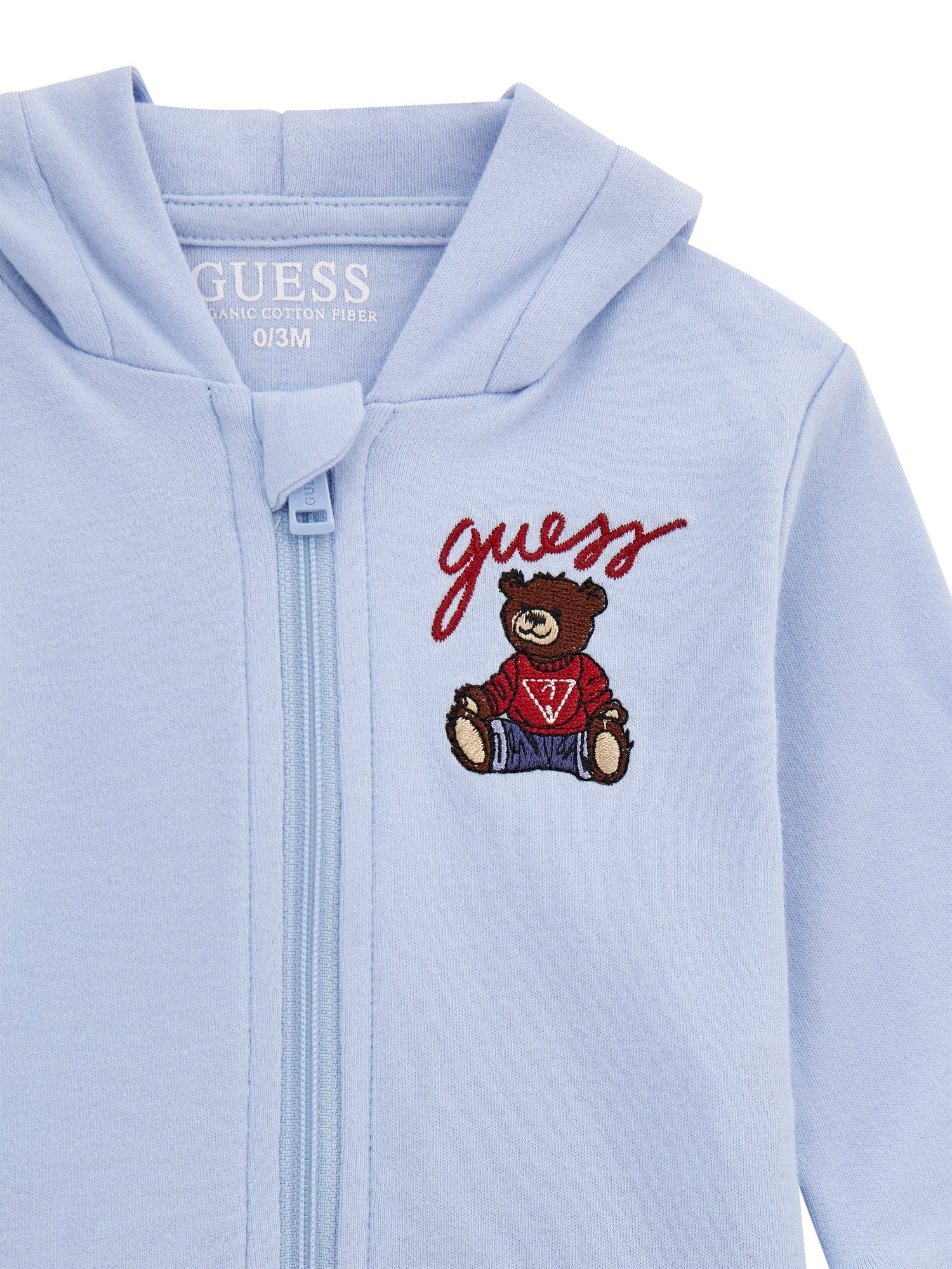 Trening Bumbac 3 Piese Bleu Hanorac si Pantaloni Bluza Alba cu Urs  H5YW12 KA6W4 G7N1 Guess