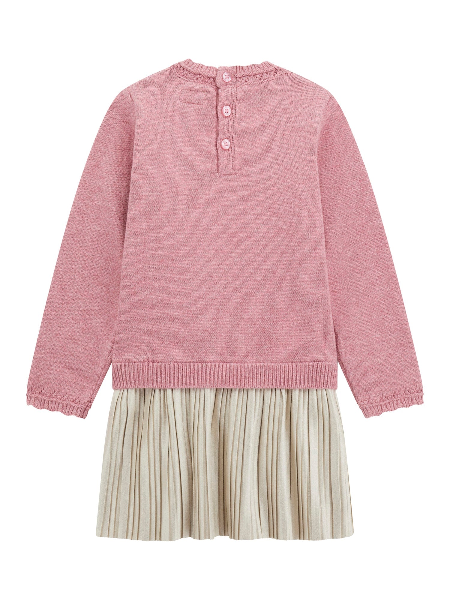 Rochie Tricotata Roz cu Maneca Lunga si Pliseuri Bej K5YK08 Z3OS0 F9CB Guess