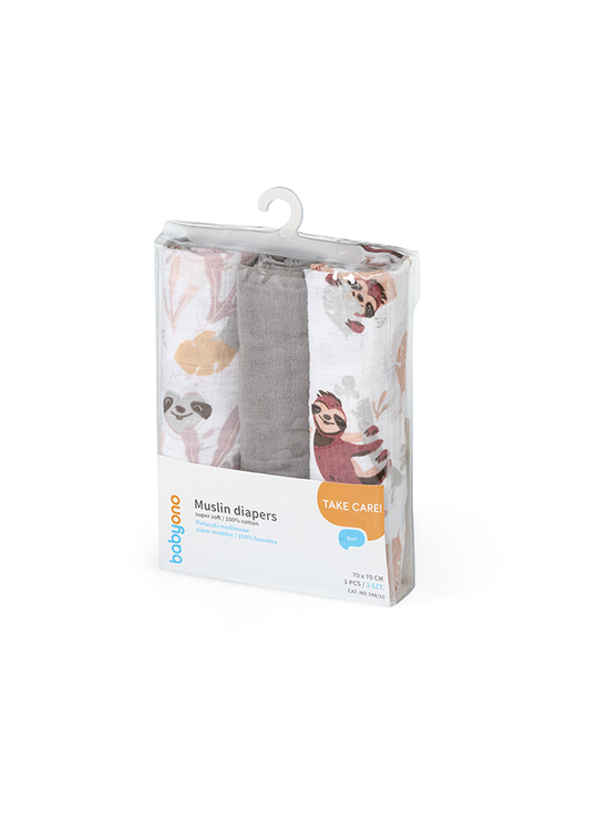 White-Grey Soft Muslin Diapers 70X70 cm 348/10
