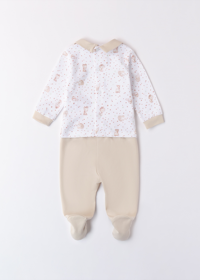 2 Piece Pajama Set Blouse And Pants White And Beige With Giraffes 3B671.00 Minibanda