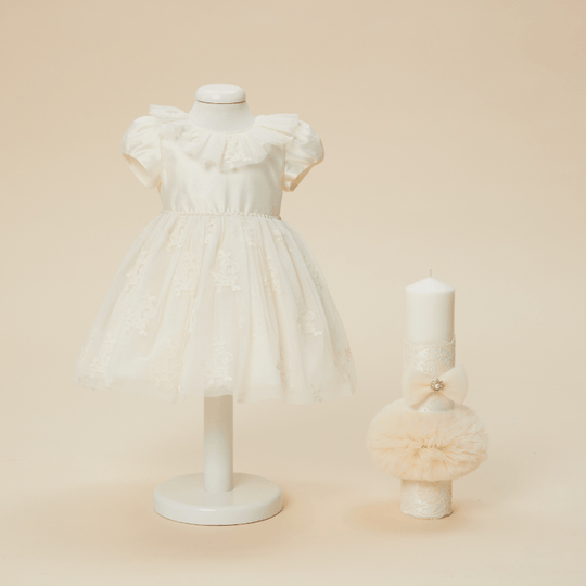 Set Botez Gratiela 2 Piese, Rochita si Lumanare Personalizabil Botez Fetite AnneBebe