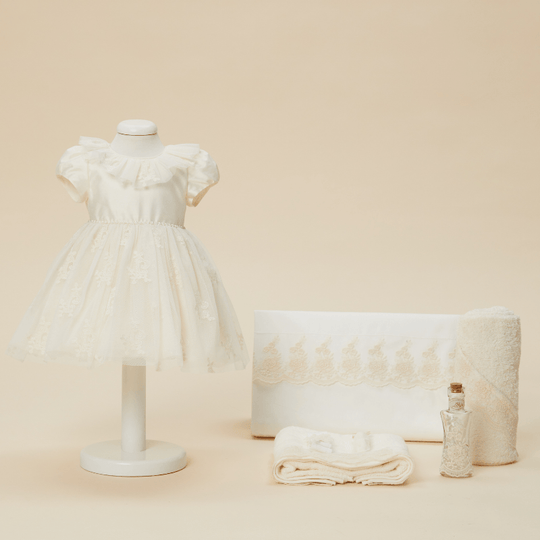Set Botez Gratiela 2 Piese, Rochita si Trusou Personalizabil Botez Fetite AnneBebe