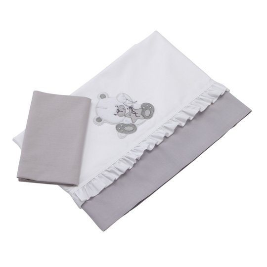 Set Lenjerie Bumbac Patut Bebelusi 3 Piese Dido Gri Azzurra