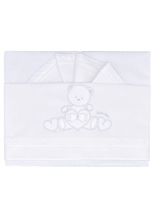 3 Piece White Crib Bedding Set With Teddy Bear And Rhinestones R31 Andy&amp;Helen Italia