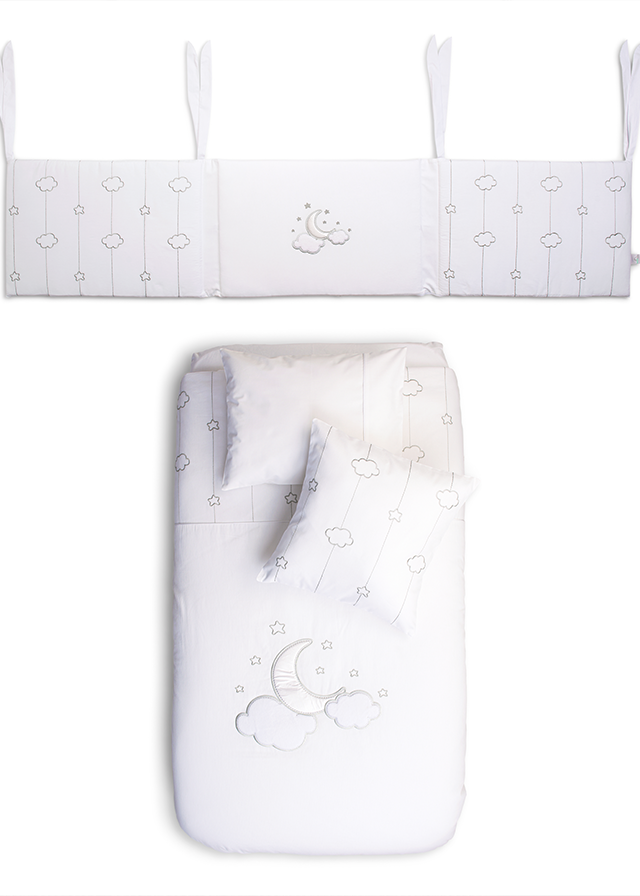 Crib Bedding Set 8 Pieces Luna Chic White 60/70 cm 0505 FUNNABABY