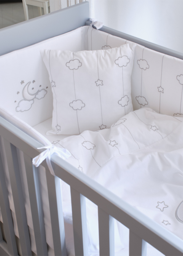 Crib Bedding Set 8 Pieces Luna Chic White 60/70 cm 0505 FUNNABABY