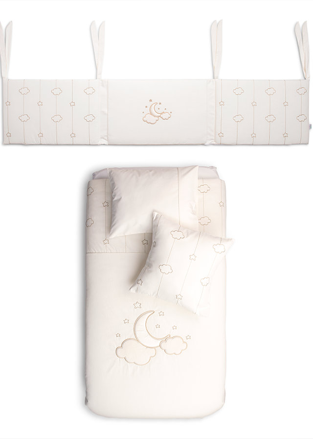 8 Piece Luna Elegant Crib Bedding Set Cream 60/70 cm 0405 FUNNABABY