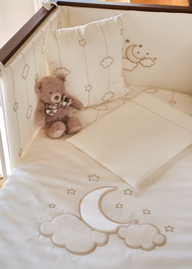 8 Piece Luna Elegant Crib Bedding Set Cream 60/70 cm 0405 FUNNABABY
