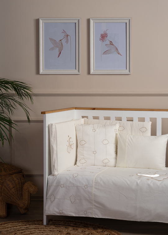 Set Lenjerie Patut 8 Piese Luna Elegant Crem 60/70 cm 0405 FUNNABABY