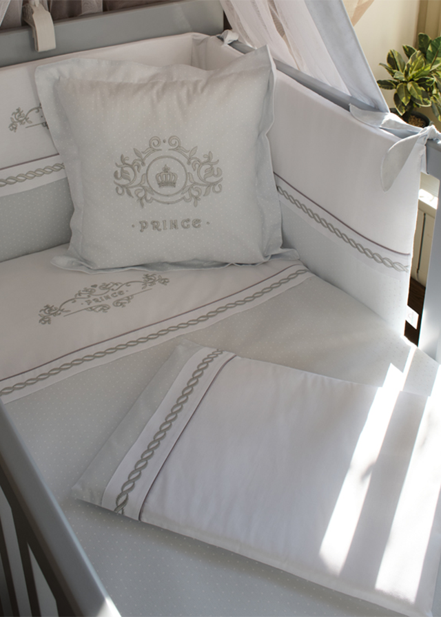 8 Piece Crib Bedding Set Prince Blue 60x120, 70x140 5205 FUNNABABY