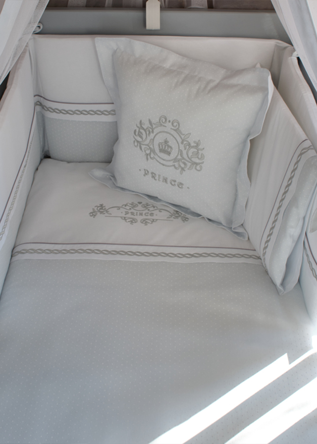 8 Piece Crib Bedding Set Prince Blue 60x120, 70x140 5205 FUNNABABY