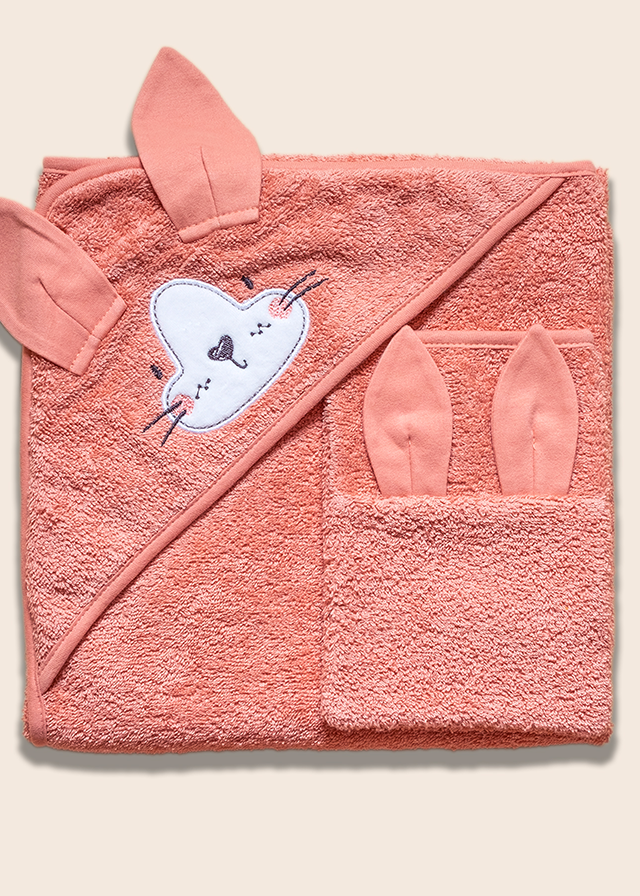 Set Prosop Cu Capison Si Manusa Baie Corai 90x90 cm 8913 FUNNABABY