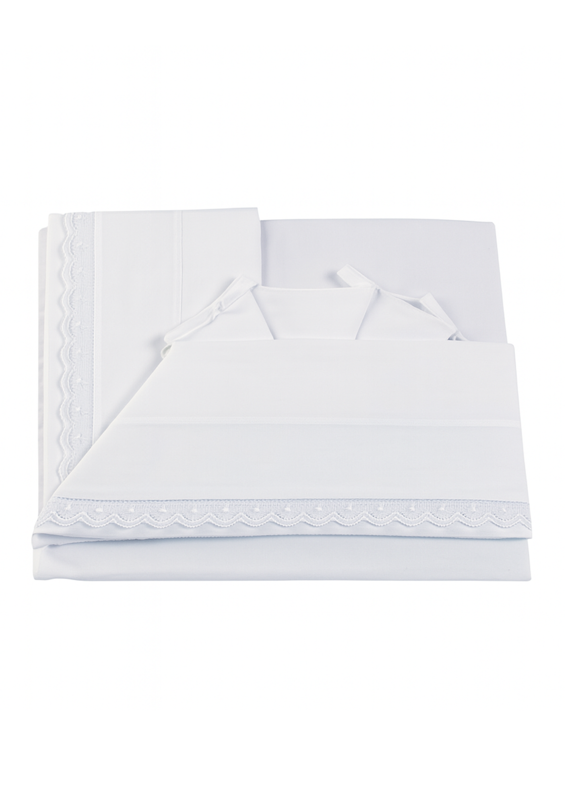 Set Lenjerie Patut Bebe 120x60cm 3 Piese Alba Cu Dantela – 3/104 Andy&Helen Italia