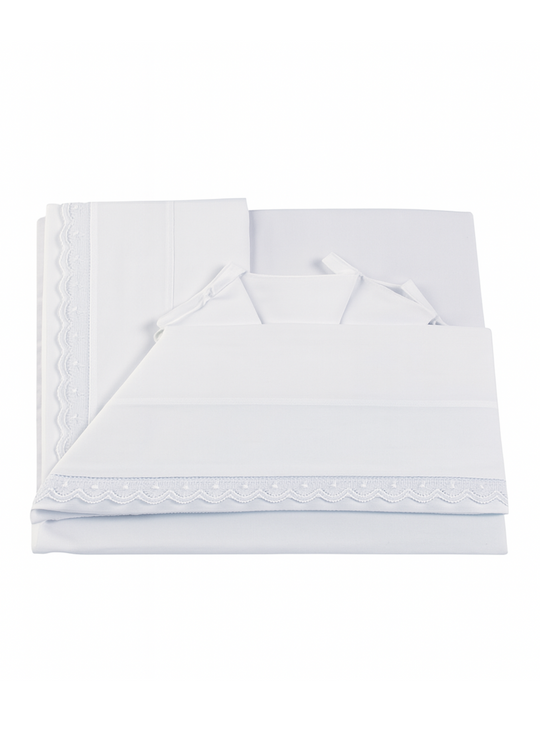 Baby Crib Bedding Set 120x60cm 3 Pieces White With Lace – 3/104 Andy&amp;Helen Italia