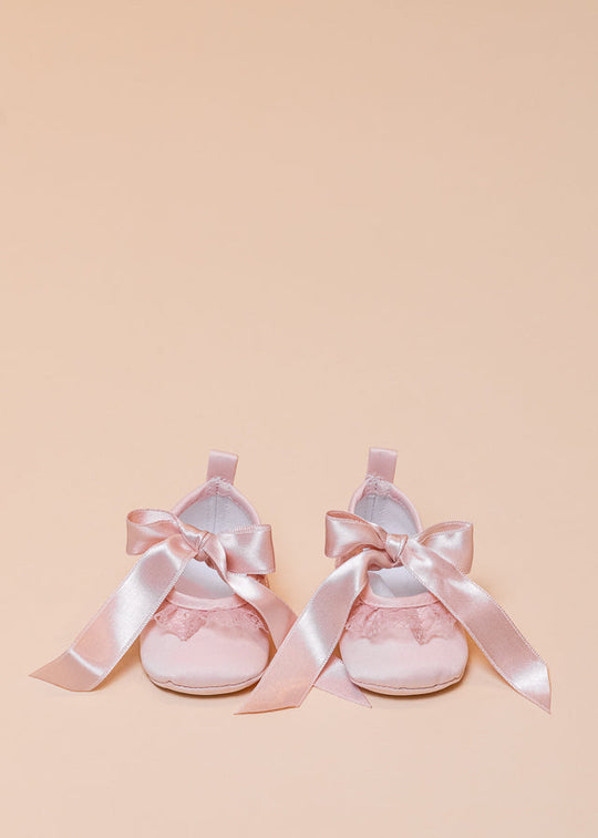 Balerini Roz cu Volan Dantela si Funda Saten 241170 Sinderella