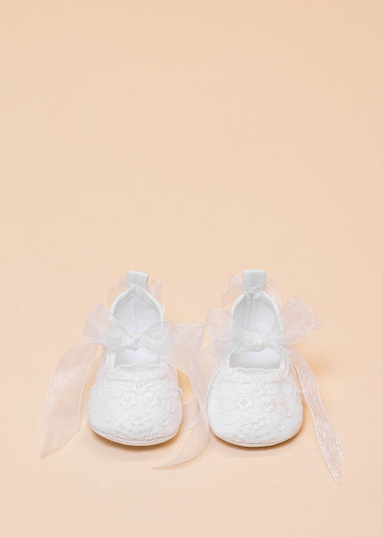 Balerini Ivory cu Dantela si Funda Organza 24116 Sinderella