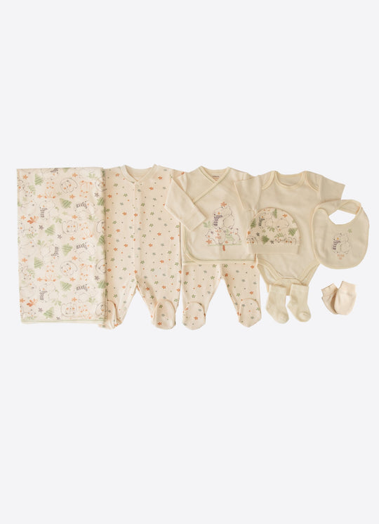 Set de Maternitate cu 10 Piese Bej cu Ursuleti pentru Baieti S27726 – KitiKate