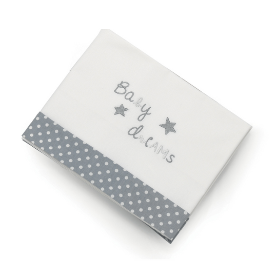 Set Lenjerie Bumbac Pentru Patut Bebelusi 3 Piese Baby Dream Azzurra