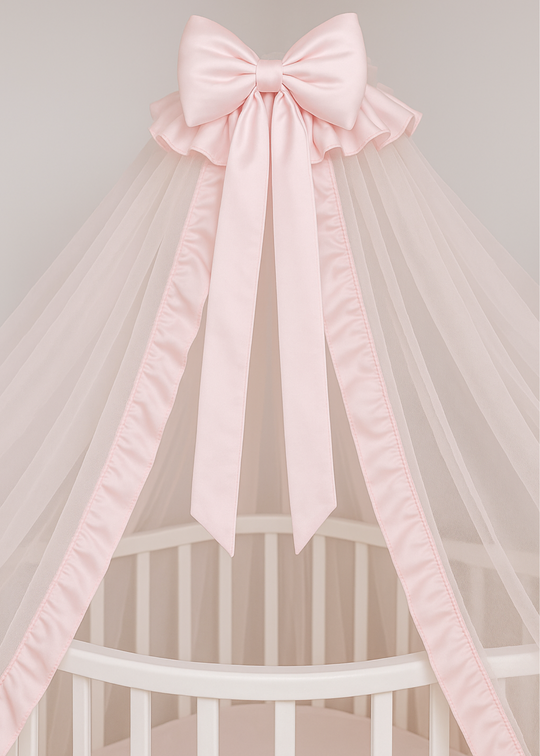 Рожевий балдахін AnneBebe з оборками 