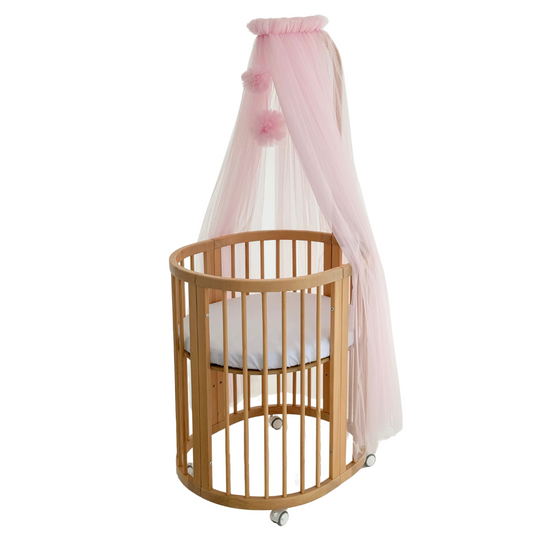 Baldachin Patut cu Suport Lemn Inclus cu Pampoane Roz Aprins Ingvart