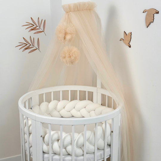 Baldachin patut cu Suport Lemn Inclus cu Pampoane Bej Sand Ingvart