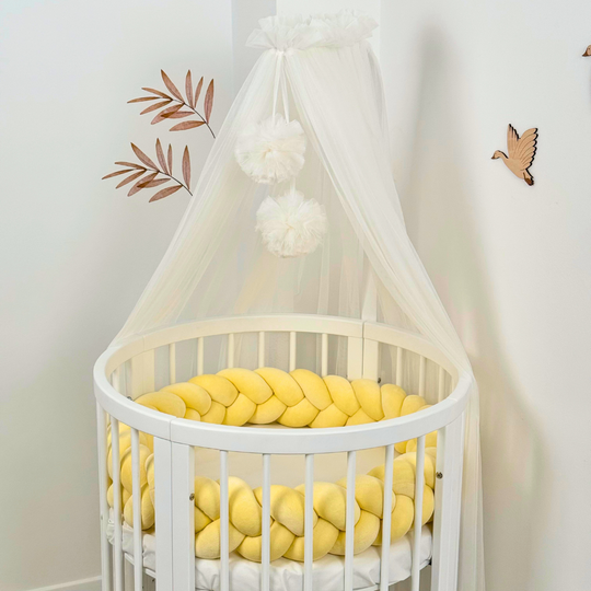 Baldachin Patut cu Suport Lemn Inclus cu Pampoane Ivory Ingvart