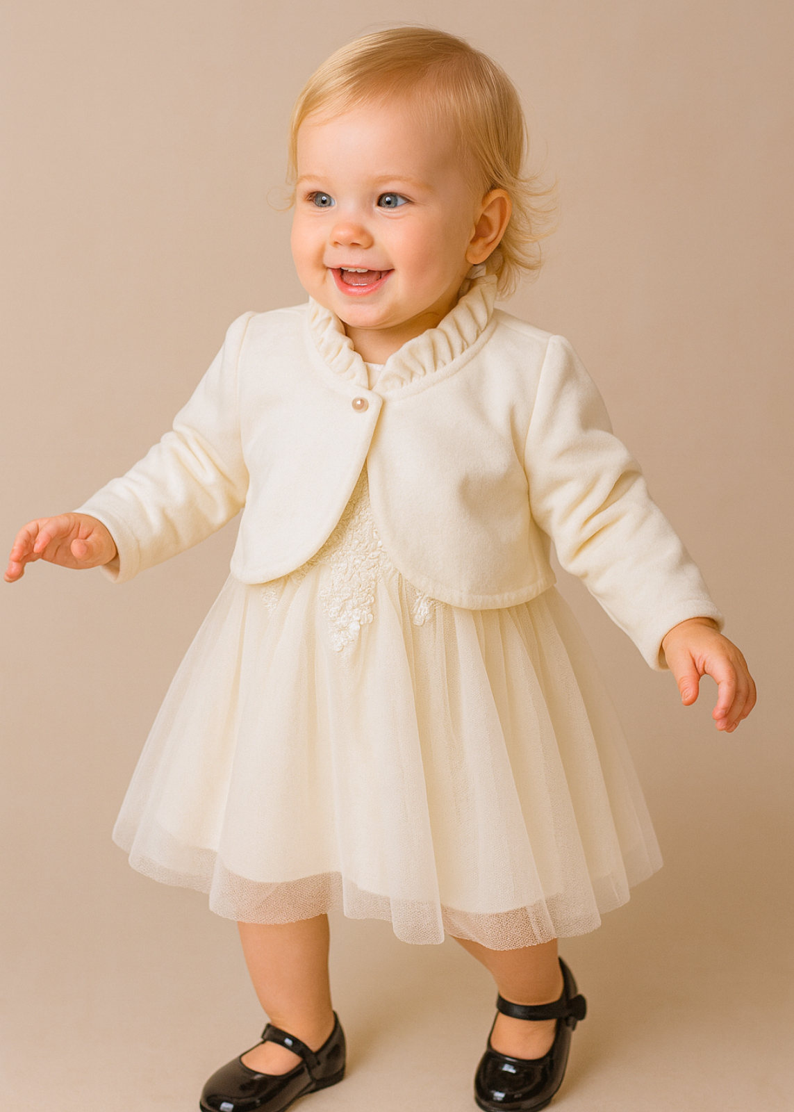 Bolero Catifea Crem Fetite AnneBebe