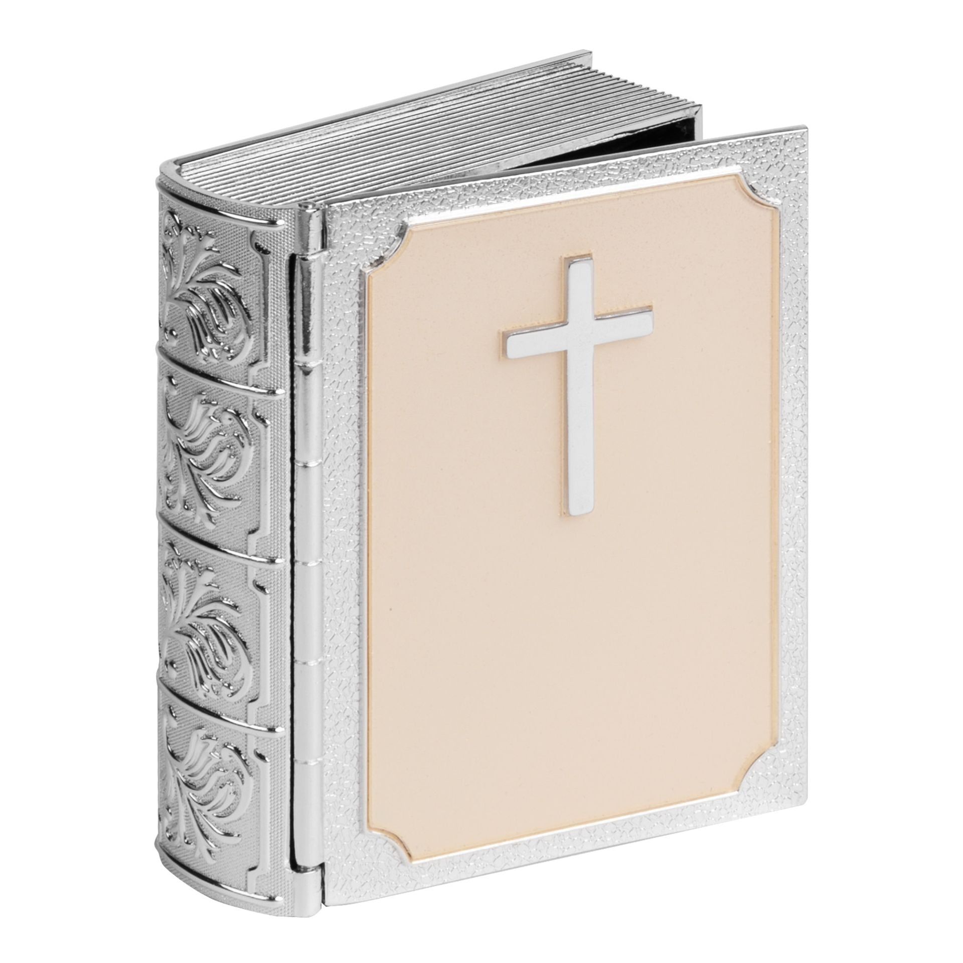 AnneBebe - Caseta argintata amintiri bebelus botez in forma de biblie CG225