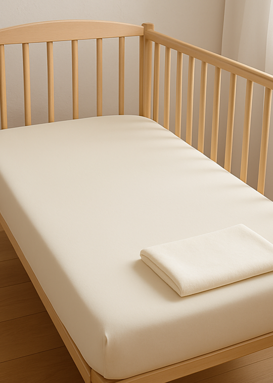 Baby Crib Sheet With Elastic Cream 120x60cm / 127x63cm Andy&amp;Helen Italia