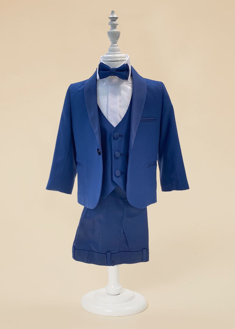 Elegant Ceremony Boy Suit 5 Pieces Shawl Collar Blue LaKids 1629 