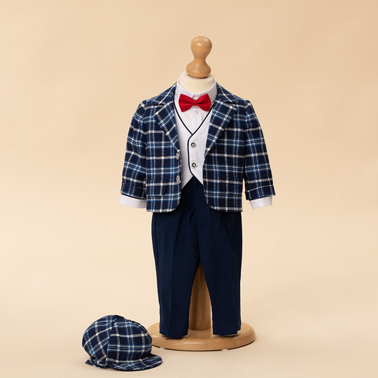 Costum Elegant Baieti Iacob 2 Piese Carouri Bleumarin AnneBebe