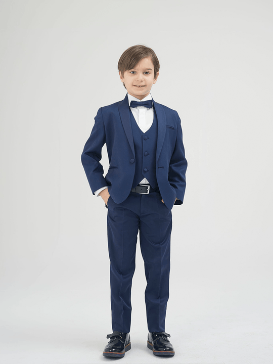 Elegant Ceremony Boy Suit 5 Pieces Shawl Collar Blue LaKids 1629 