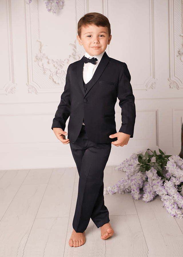 Costum Elegant Ceremonie Baiat 5 Piese Guler Sal Bleumarin LaKids 1639 - Camera Bebelusului