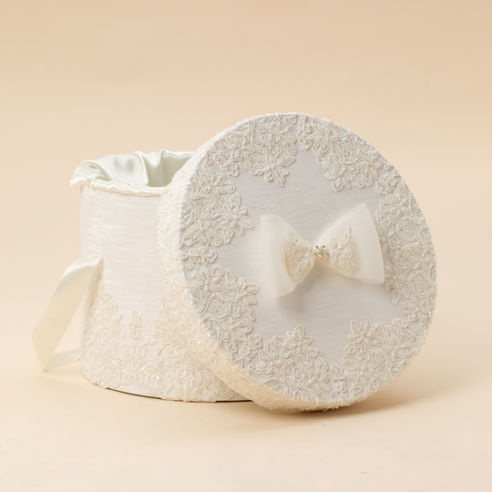 Cufar Crem Dantela Lux Cu Perle Funda Elegant Fete AnneBebe