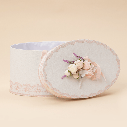 Cufar Crem Oval Dantela Roz & Buchet Flori Roz Elegant Fetite AnneBebe