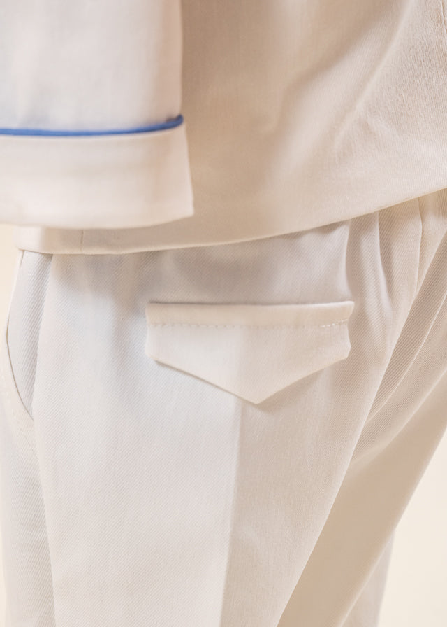 Costum Fabian Sacou Si Pantalon Crem Camasa Bleu AnneBebe