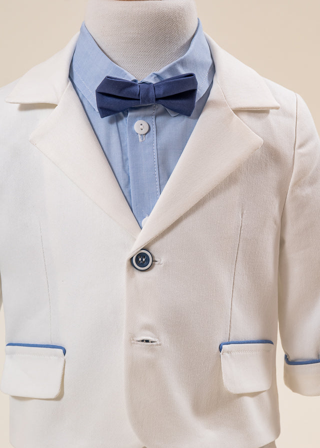 Costum Fabian Sacou Si Pantalon Crem Camasa Bleu AnneBebe