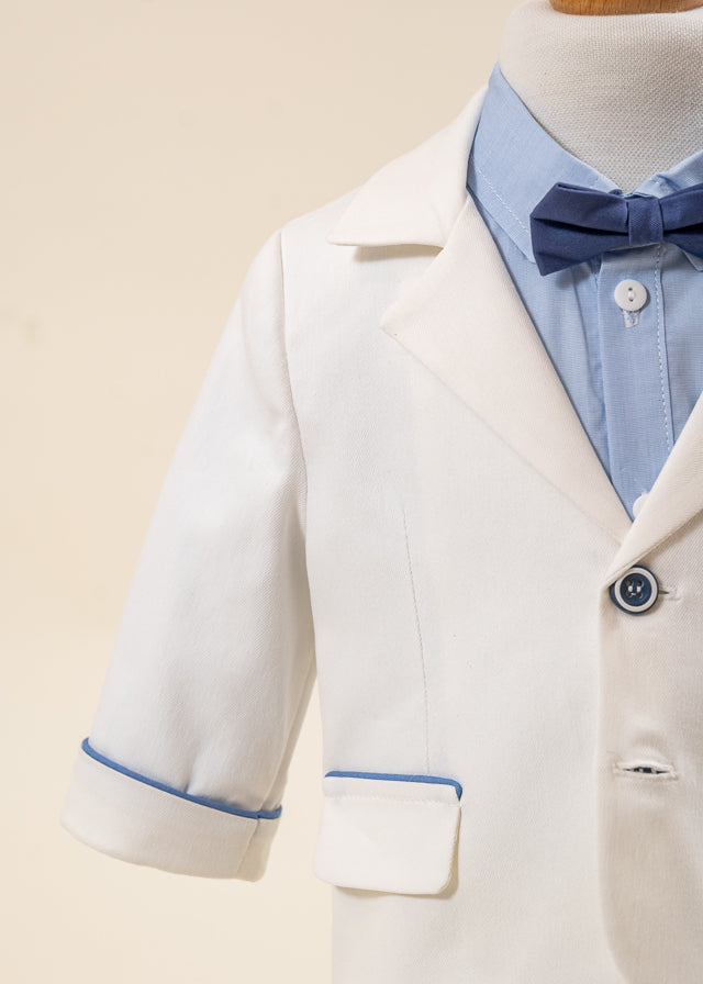 Costum Fabian Sacou Si Pantalon Crem Camasa Bleu AnneBebe