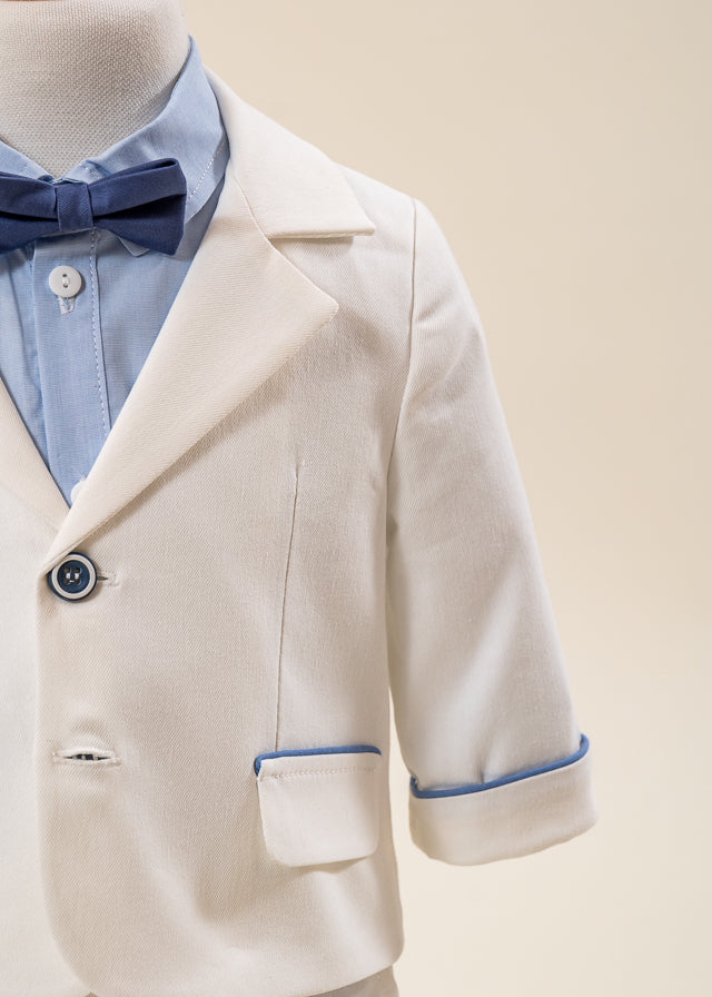 Costum Fabian Sacou Si Pantalon Crem Camasa Bleu AnneBebe