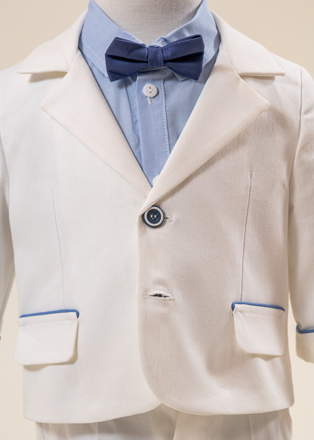 Costum Fabian Sacou Si Pantalon Crem Camasa Bleu AnneBebe