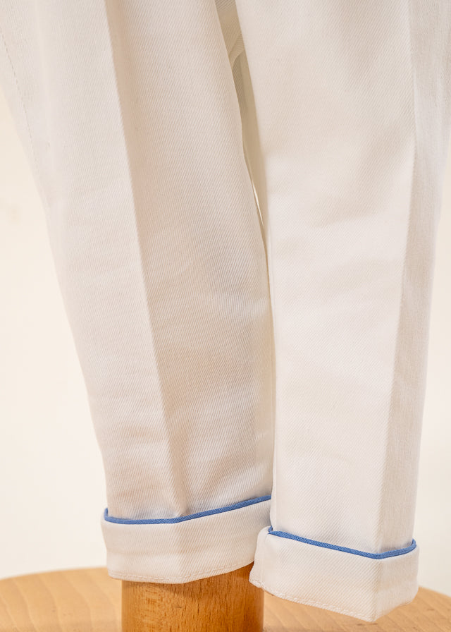 Costum Fabian Sacou Si Pantalon Crem Camasa Bleu AnneBebe