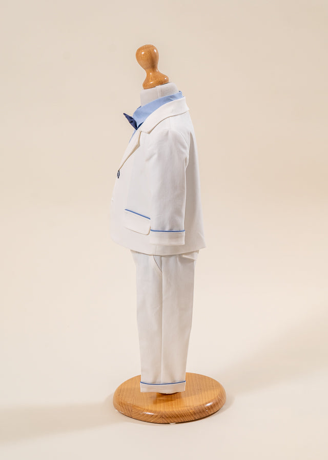 Costum Fabian Sacou Si Pantalon Crem Camasa Bleu AnneBebe