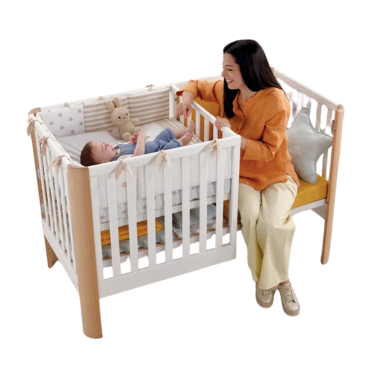 Omnia Beech Wood Convertible Baby Crib with Mattress &amp; Azzurra Bedding Set 