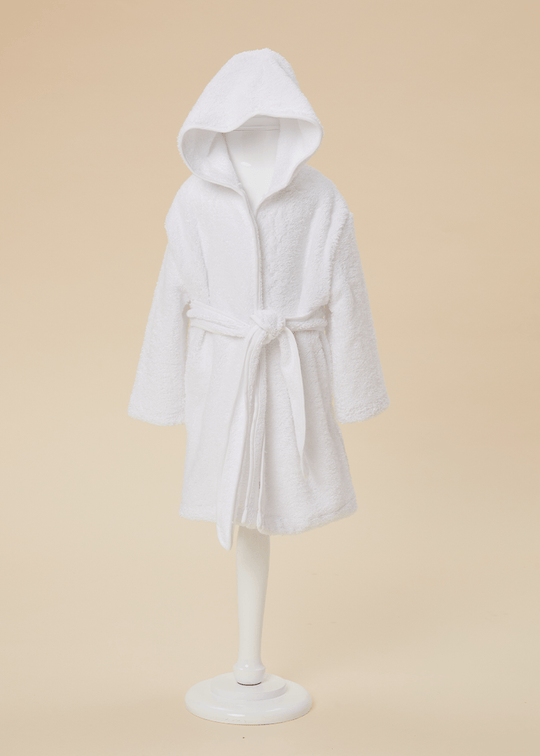 Halat De Baie Bebelusi Bumbac Cu Gluga Si Cordon Alb AnneBebe