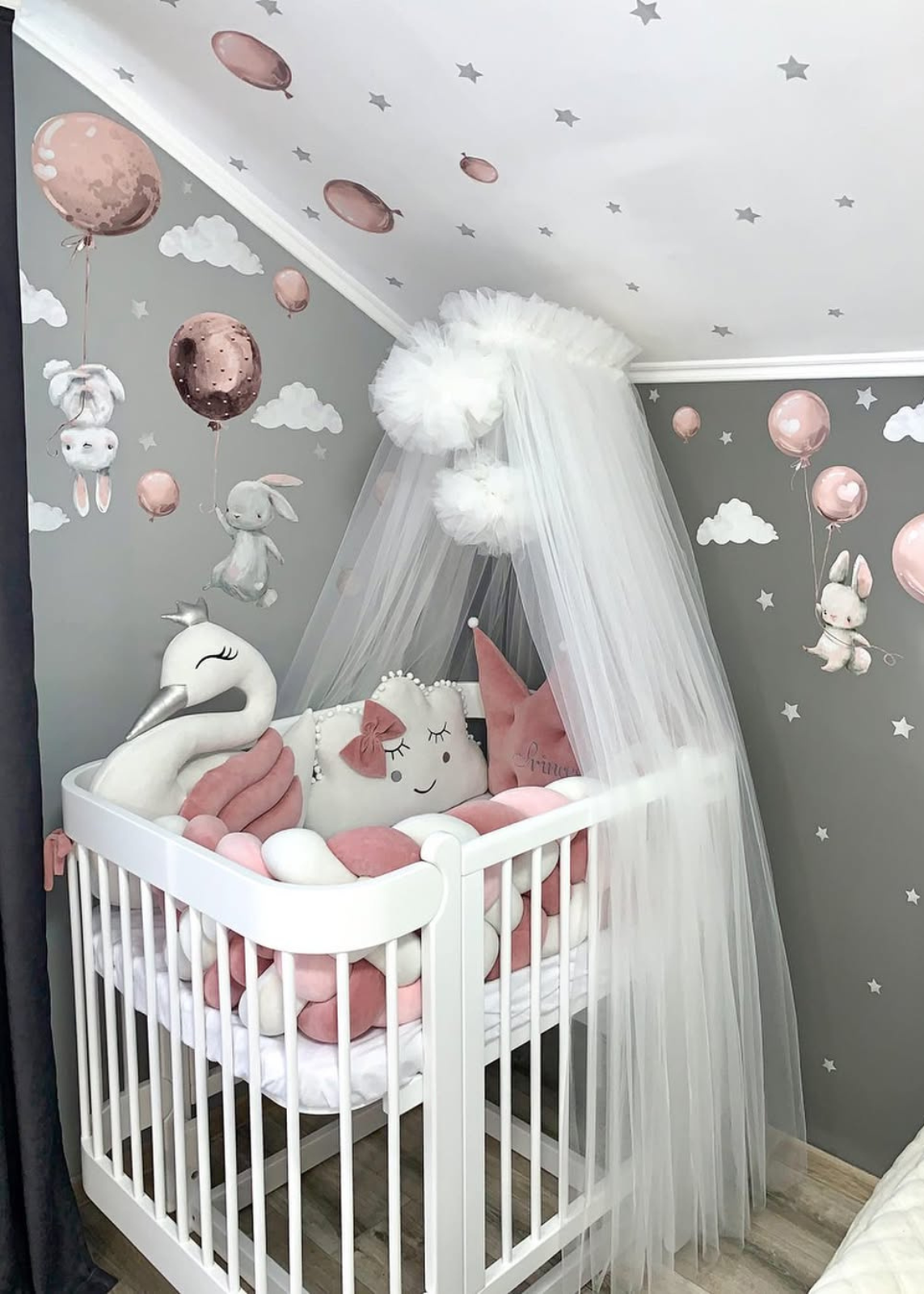 Cloudy white-pink velor decorative pillow