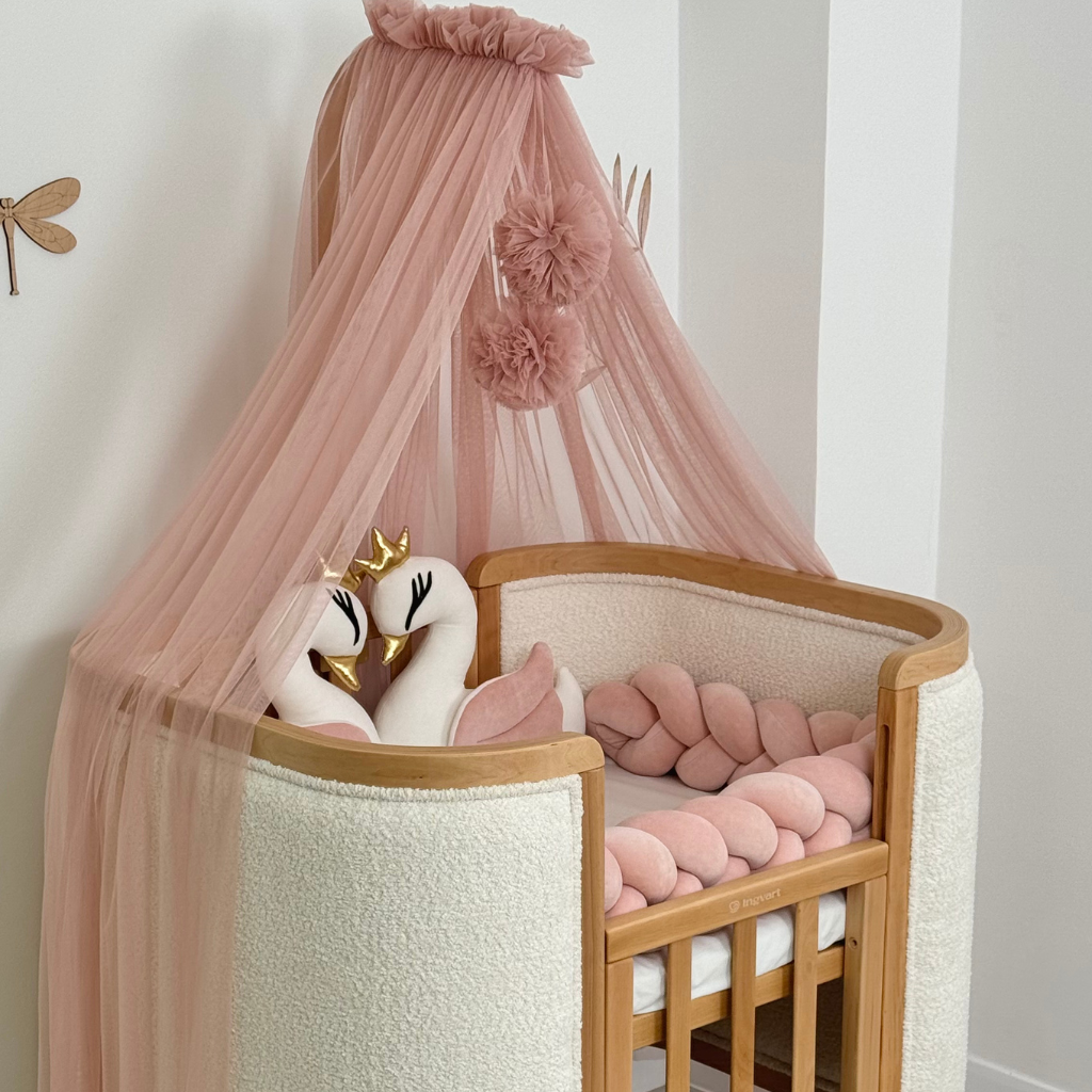 Cloudy white-pink velor decorative pillow